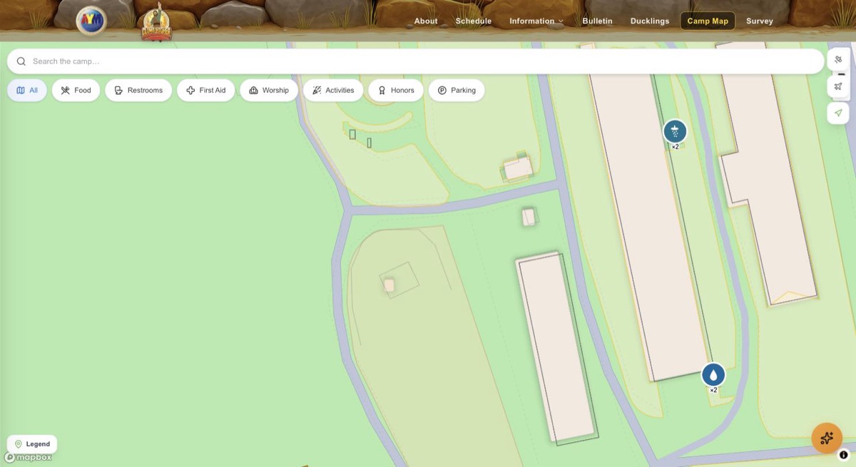 Interactive camp map built by WebTekton